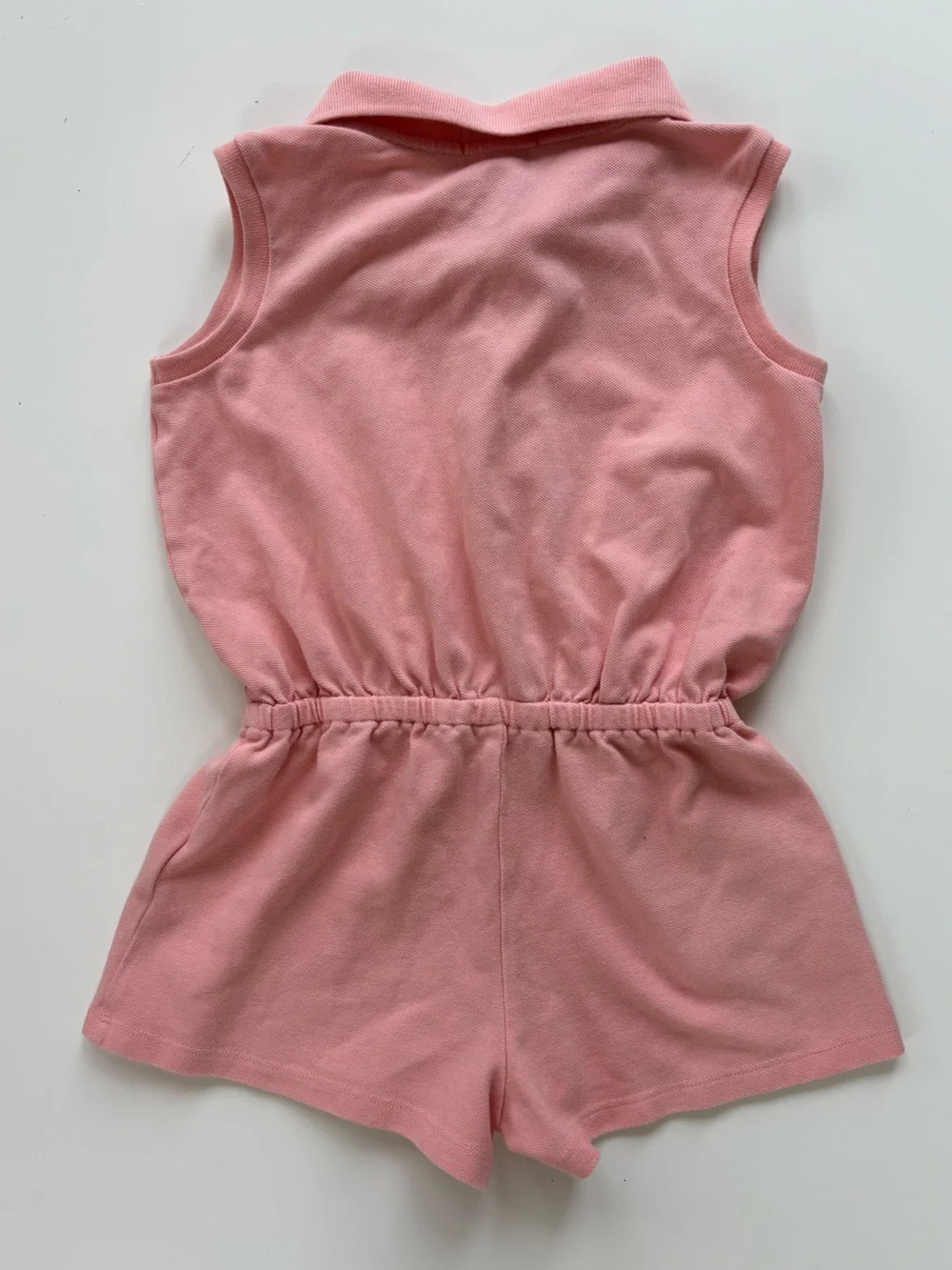 Ralph Lauren Pink Sleeveless Polo Romper and Navy Striped Tee Dress Set